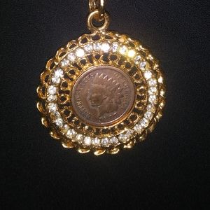 Vintage authentic idian head coin necklace